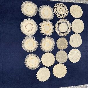 Elegant Vintage Cream Lace Doilies Set